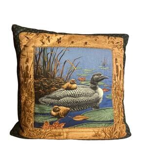 VINTAGE Loon Square Decoration Up North Baby Duck Pillow